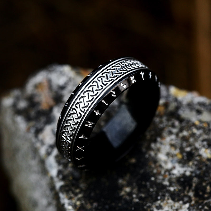 Nordic Knotwork Rune Ring