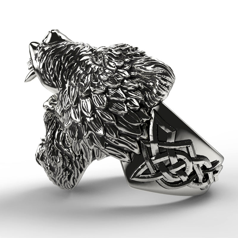 Titanium Steel Viking Bearman Celtic Ring